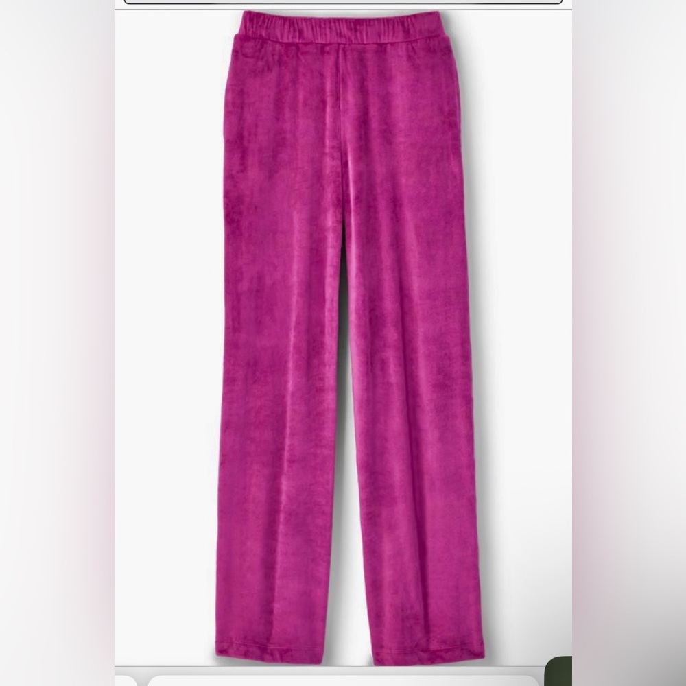 Soft Surroundings Aria Velvet Wide Leg Pants Pink Pull On XL New w Tag $119